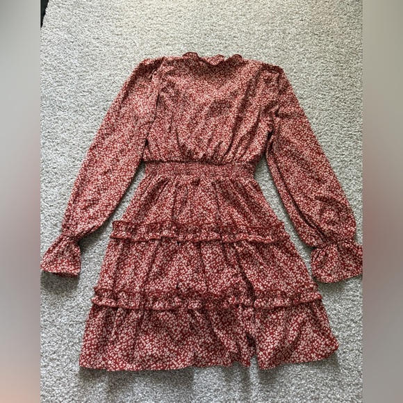Loveriche Floral Ruffle Red Dress - Picture 3 of 3